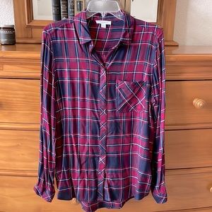 Plum/Navy Plaid Button Down Shirt